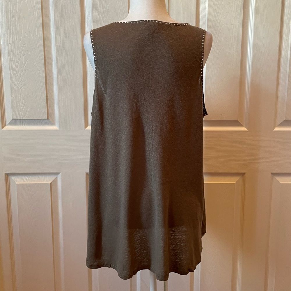 OLIVE DRAB GREEN TANK TOP WITH SILVER RIVET TRIM SIZE XXL - Picture 6 of 8